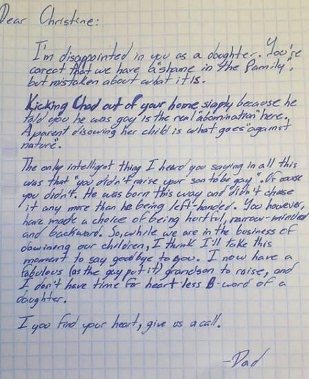 Carta foi escrita por avô do rapaz