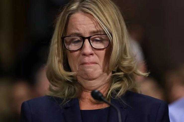 Christine Blasey Ford testemunha no Senado — Foto: Reuters/Win McNamee