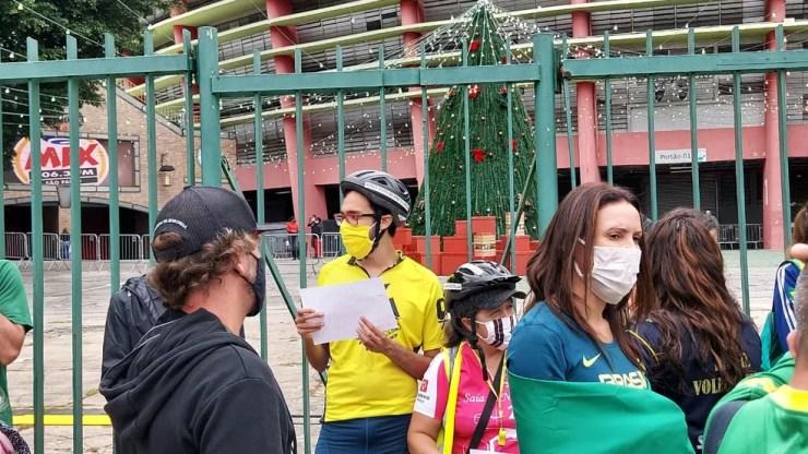 Maurren Maggi participa de ato contra privatização de ginásio do Ibirapuera  — Foto: Rodrigo Rodrigues/G1