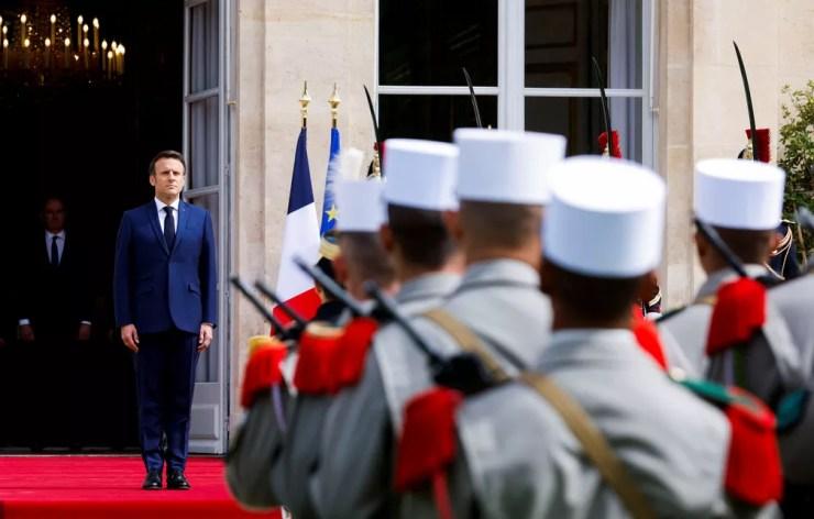Emmanuel Macron durante evento de posse para o segundo mandato — Foto: Gonzalo Fuentes/REUTERS