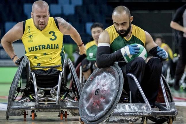 Ryley Batt, da Austrália, no rúgbi em cadeira de rodas — Foto: Daniel Zappe/MPIX/CPB
