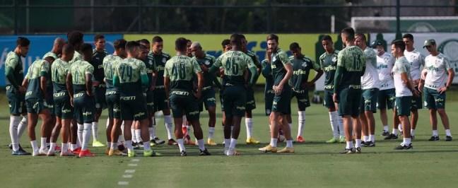 Elenco do Palmeiras na Academia de Futebol — Foto: Cesar Greco / Ag. Palmeiras