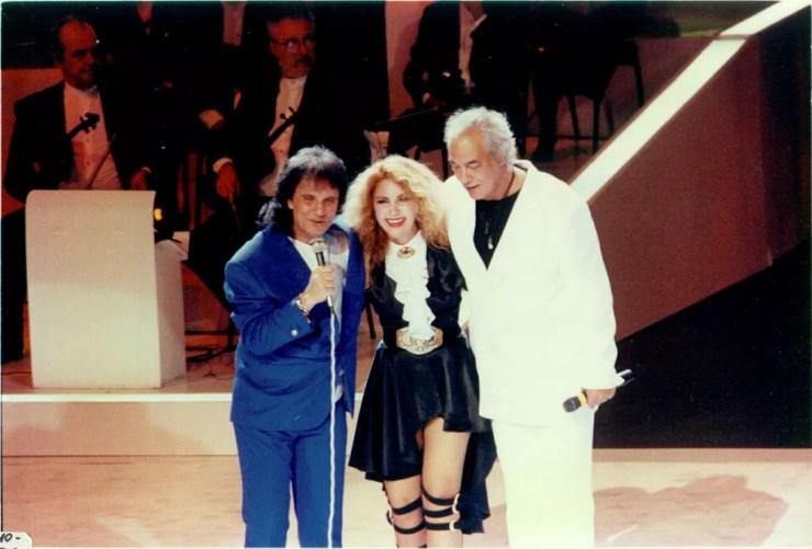 Roberto Carlos, Wanderléa e Erasmo Carlos em 'Roberto Carlos Especial', em 1993 — Foto: Acervo Grupo Globo