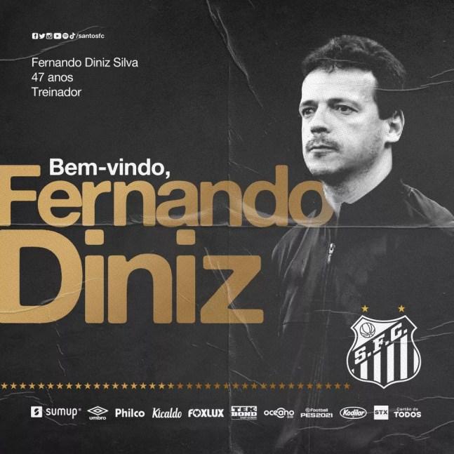 Fernando Diniz é o novo técnico do Santos — Foto: Divulgação/Santos FC