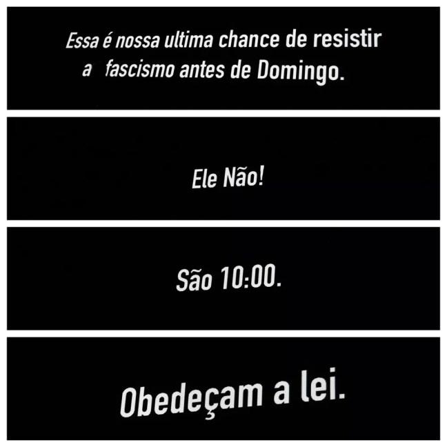 Mensagens exibidas no telão do show de Roger Waters em Curitiba, neste sábado (27) — Foto: Giuliano Gomes/PR PRESS