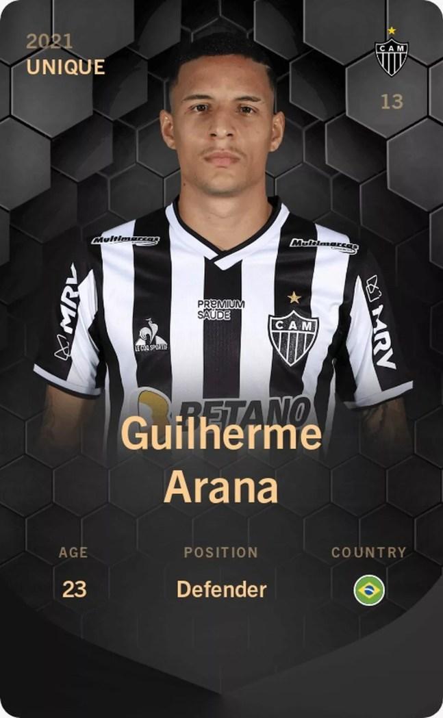 Card digital de Guilherme Arana, leiloado por quase R$ 90 mil — Foto: Reprodução Twitter oficial Atlético-MG