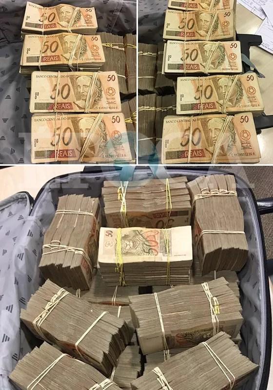 Fotos da mala de dinheiro entregue ao emissário do senador Aécio Neves em 12 de abril (Foto: reprodução)