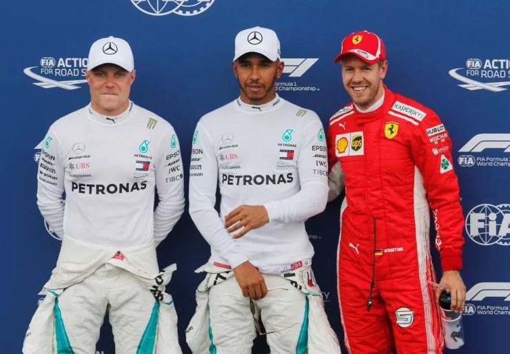 Bottas, Hamilton e Vettel, os três primeiros do grid em Paul Ricard (Foto: Reuters)