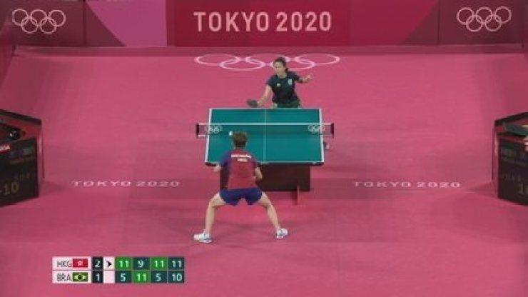 Pontos Finais: Brasil 1 x 3 Hong Kong no tênis de mesa feminino por equipes - Olimpíadas de Tóquio