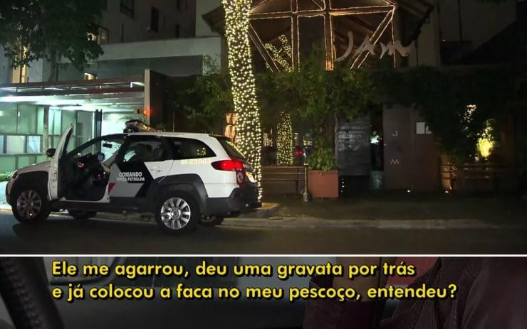 Funcionário relata que sushiman o ameaçou em restaurante no Itaim Bibi — Foto: TV Globo/Reprodução