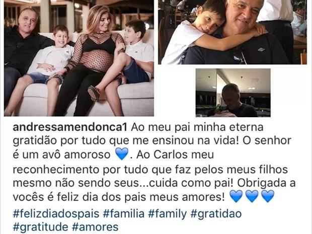 Andressa Mendonça agradece Cachoeira pelo cuidado com os filhos no Dia dos Pais Goiânia Goiás (Foto: Reprodução/Instagram)