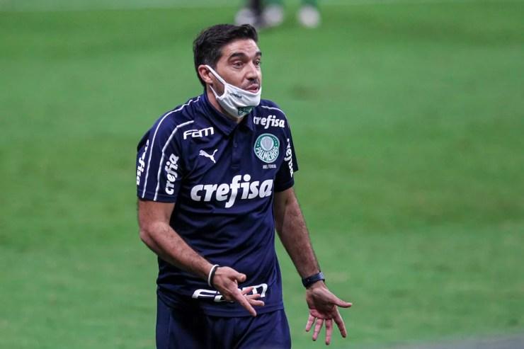 Abel Ferreira, técnico do Palmeiras, no jogo contra o Grêmio — Foto: FERNANDO ALVES/AGIF - AGÊNCIA DE FOTOGRAFIA/ESTADÃO CONTEÚDO