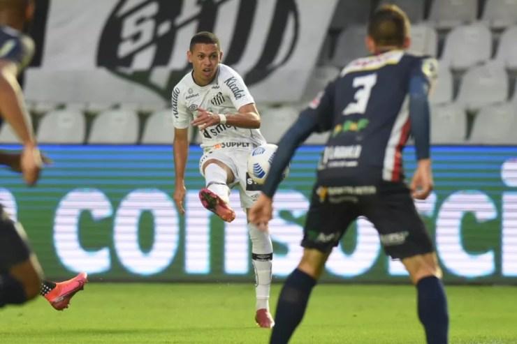 Marcos Guilherme fez golaço em Santos x Cianorte — Foto: Ivan Storti/SantosFC