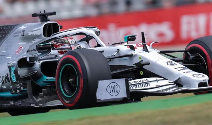 A pintura especial da Mercedes no GP da Alemanha de 2019 em detalhes com Lewis Hamilton — Foto: Jan Woitas/picture alliance via Getty Images