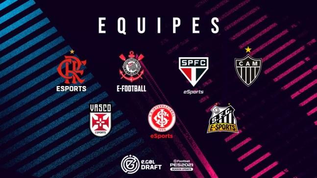 Clubes que participam do Draft do eGol — Foto: Divulgação