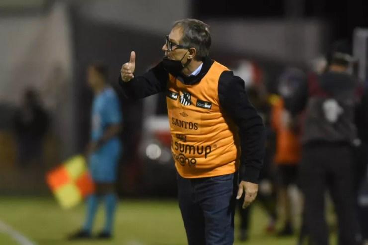 Ariel Holan, técnico do Santos, no jogo contra o Novorizontino — Foto: Ivan Storti/Santos FC
