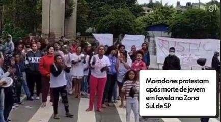 Moradores protestam após morte de jovem na Favela do Piolho, na Zona Sul de SP