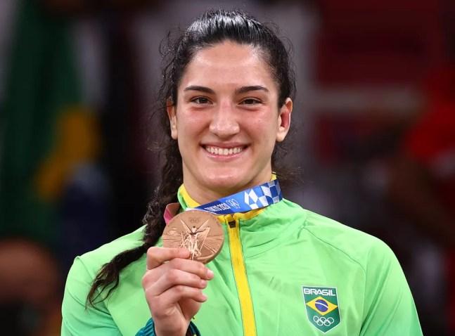 Mayra Aguiar, medalha de bronze na categoria até 78kg no judô, deve substituir Maria Suelen na competição por equipes — Foto: REUTERS/Sergio Perez