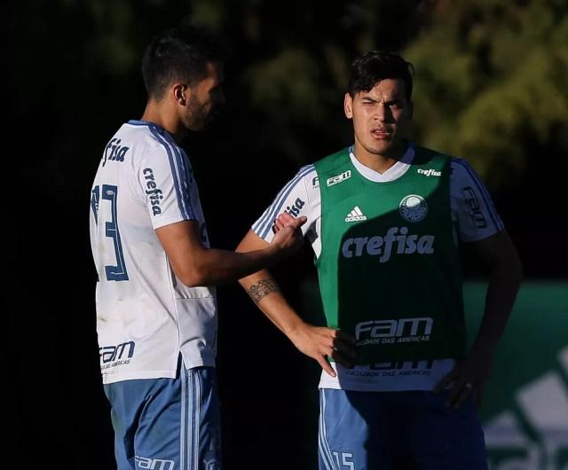 Luan e Gustavo Gómez estão invictos pelo Palmeiras — Foto: Cesar Greco / Ag. Palmeiras