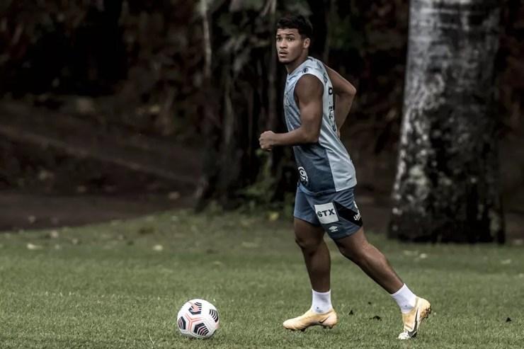 Marcos Leonardo em treino do Santos — Foto: Ivan Storti/Santos FC