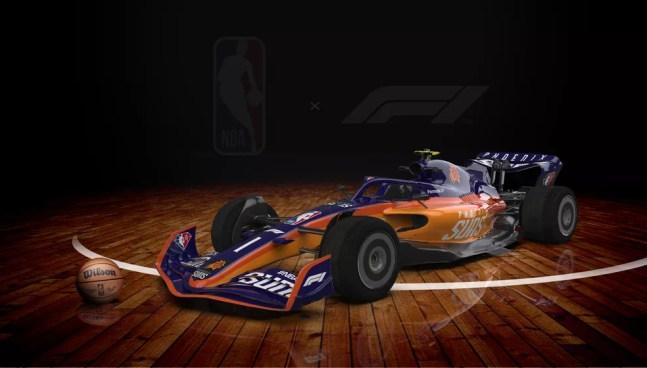 Carro da F1 do Phoenix Suns, da NBA — Foto: Reprodução