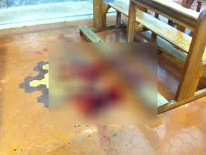 Simone Marca morta a facadas em igreja de Ituiutaba (Foto: Corpo de Bombeiros/Divulgação)