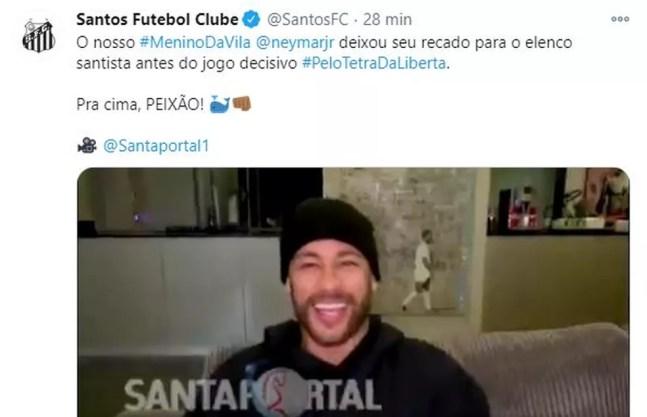 Neymar manda recado ao Santos — Foto: Reprodução