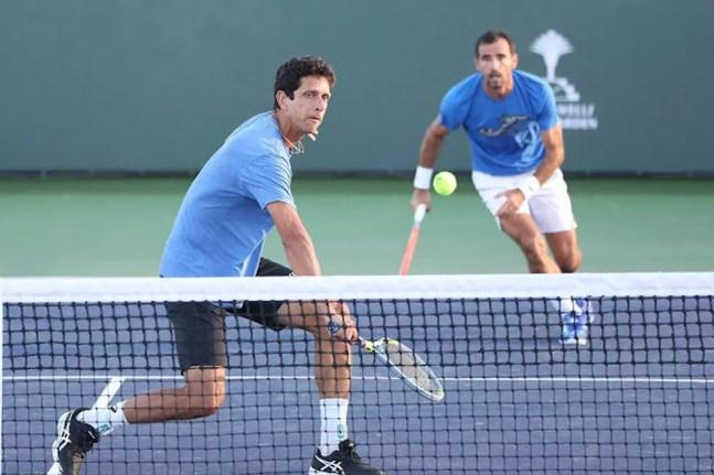 Marcelo Melo e Ivan Dodig em atuação após retomada da parceria em Indian Wells — Foto: Divulgação / ATP