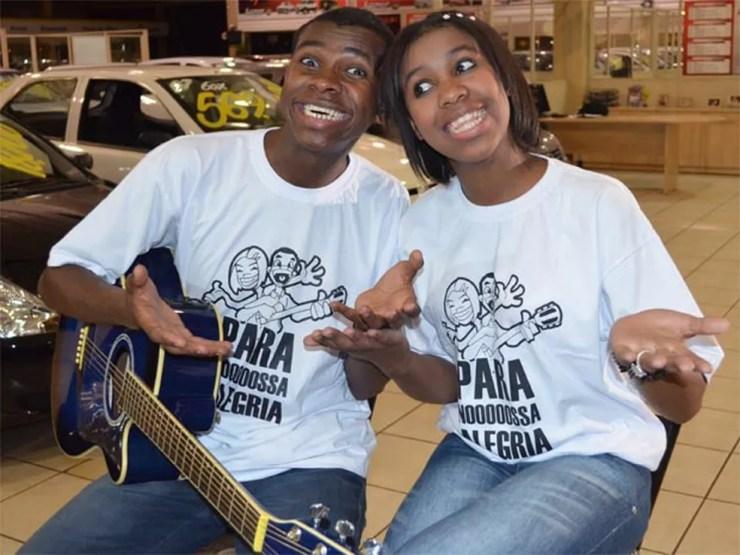 Irmãos Jefferson e Suelen estiveram em Ribeirão Preto para grava propaganda de tevê (Foto: Clayton Castelani/G1)