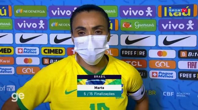Marta afirmou que deseja voltar à Paraíba em breve — Foto: Reprodução / SporTV