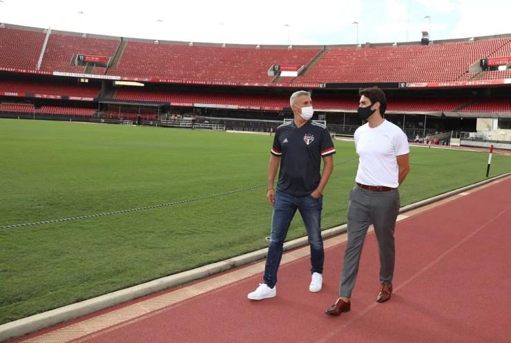 Crespo e Kaká no Morumbi, estádio do São Paulo — Foto: São Paulo FC