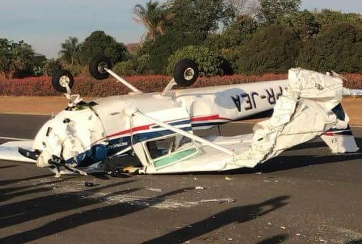Incidente em Itápolis aconteceu durante aula do curso de formação de pilotos  (Foto: Gileno RDD/ Divulgação )
