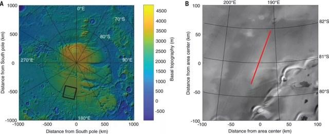 Água em Marte: mapa da área investigada com uso de radares por pesquisadores italianos. (Foto: Divulgação)