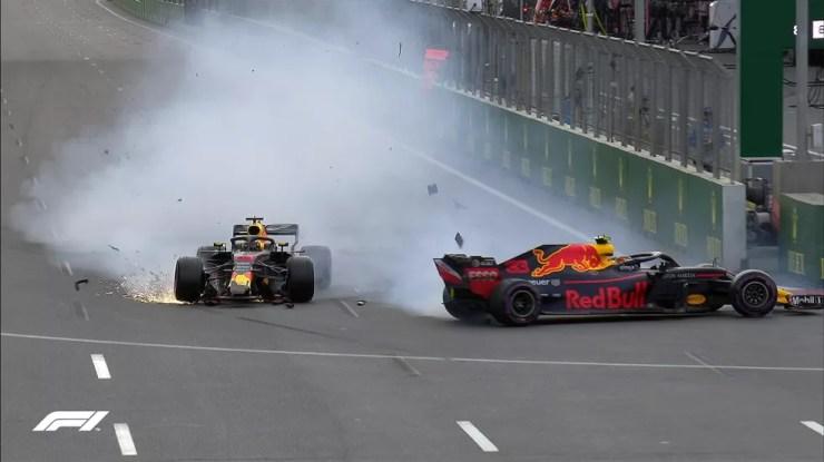 RBR acidente no GP do Azerbaijão de 2018 — Foto: Reprodução