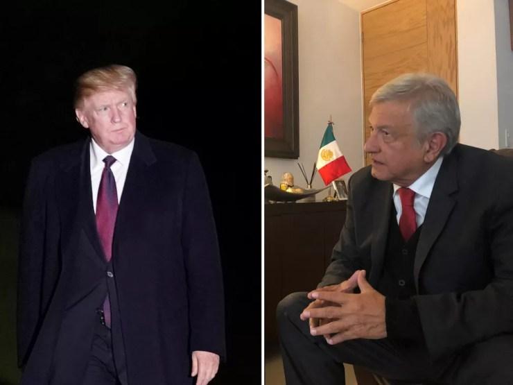 Donald Trump e López Obrador — Foto: Reuters/Yuri Gripas e Divukgação/López Obrador via Reuters