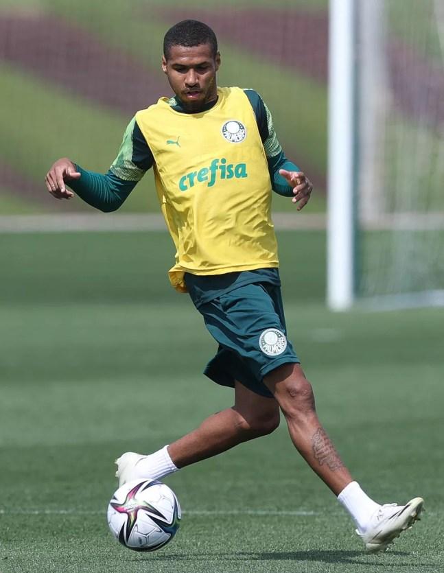 Wesley, do Palmeiras, participa de treino com bola — Foto: Cesar Greco / Ag. Palmeiras