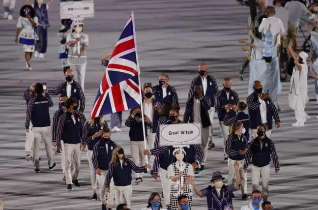 Delegação da Grã-Bretanha na cerimônia de abertura das Olimpíadas de Tóquio — Foto: REUTERS/Phil Noble