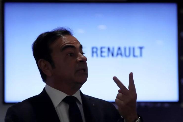 Carlos Ghosn, em imagem de arquivo, ainda permanece na Renault — Foto: Gonzalo Fuentes/Reuters