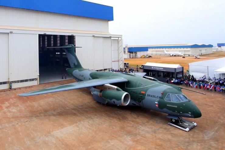 Embraer apresenta avião de transporte militar KC-390 em Gavião Peixoto, SP (Foto: Divulgação/ Embraer )