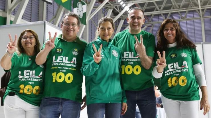 Chapa de Leila Pereira na eleição do Palmeiras — Foto: Fabio Menotti / Ag. Palmeiras