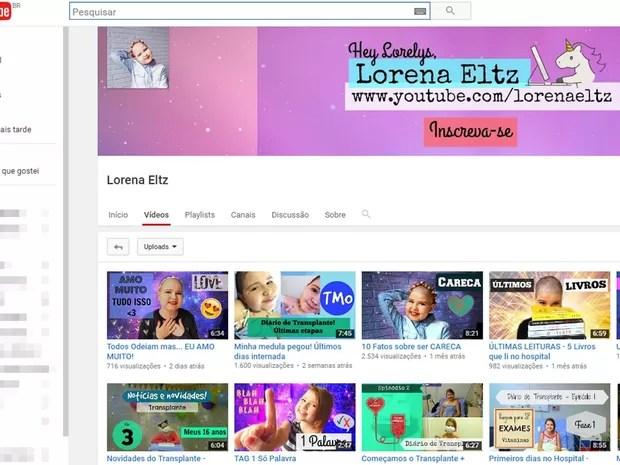 Canal da Lorena no Youtube tem quase 5 mil inscritos (Foto: Reprodução/Youtube)