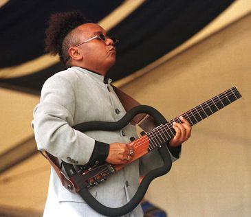 Chico Cesar, of Brazil, performs at the Fair Grounds during the 31st Annual New Orleans Jazz and Her..