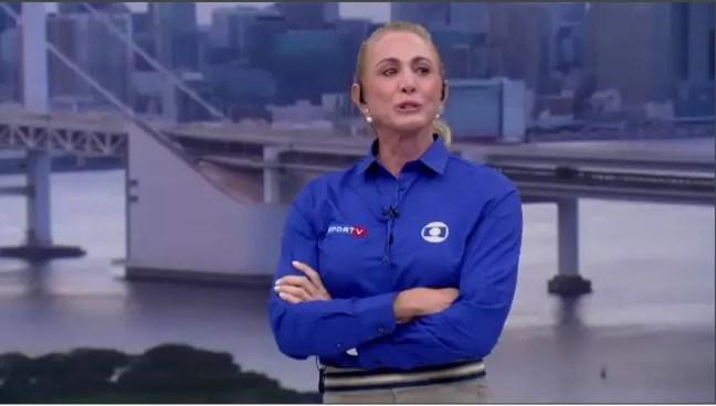 Hortência chora com apresentação do filho — Foto: TV Globo