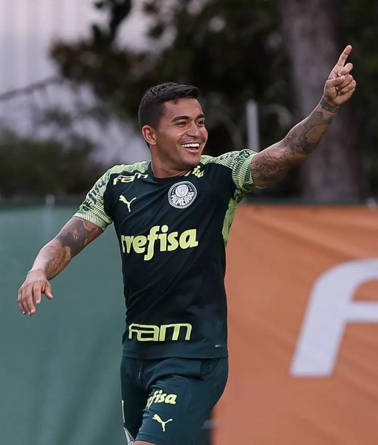 Dudu durante treino do Palmeiras, na Academia de Futebol — Foto: Cesar Greco