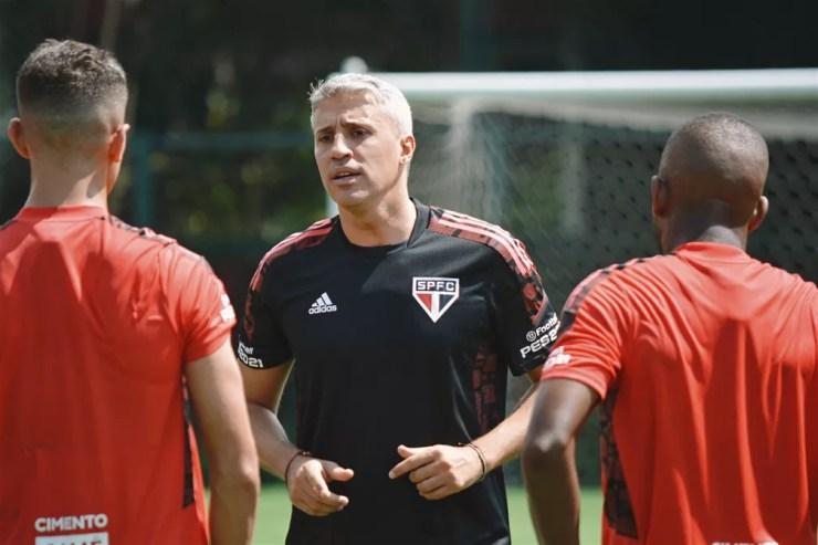 Hernán Crespo em treino do São Paulo — Foto: Reprodução/Twitter