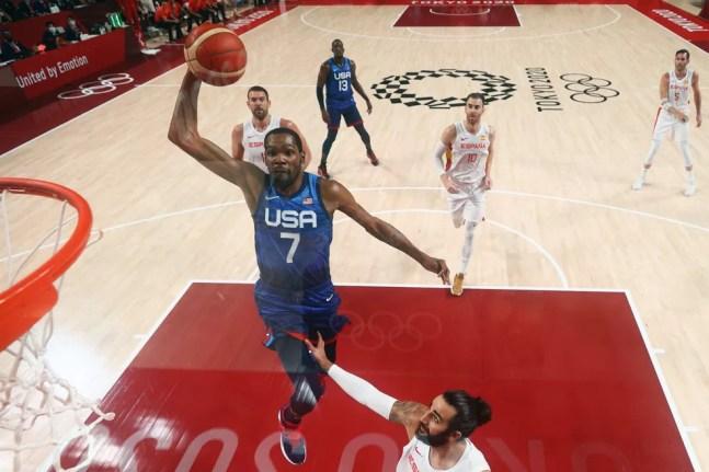 Kevin Durant, EUA x Espanha, basquete, Olimpíadas de Tóquio 2020 — Foto: REUTERS/Gregory Shamus