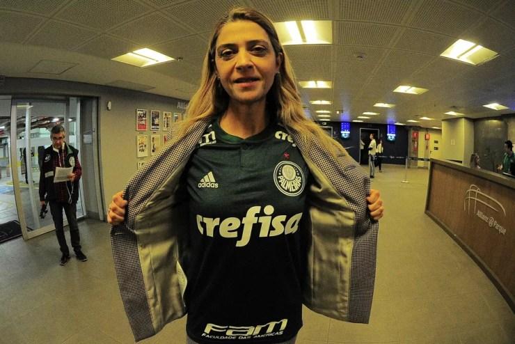 Leila Pereira confia em renovação de patrocínio com o Palmeiras — Foto: Marcos Ribolli