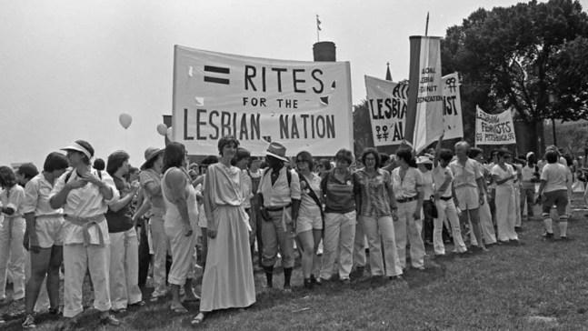 Lésbicas também realizaram manifestações e debates em defesa dos direitos das mulheres nos Estados Unidos. Esta foto é de 1978 — Foto: Ann E. Zelle/ Getty  Images