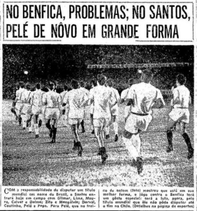 Na véspera da final com o Benfica, o Santos treinou no Maracanã, a casa carioca do Peixe — Foto: Reprodução "O Globo"