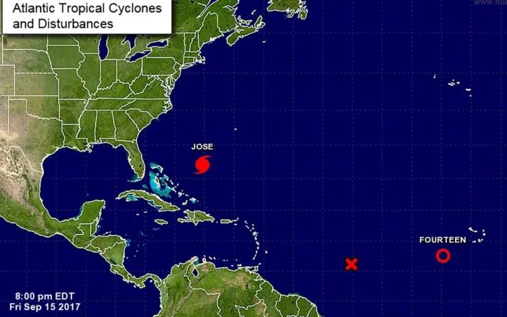 José voltou a ser um furacão de categoria 1 nesta sexta-feira (15) (Foto: Reprodução/NHC)